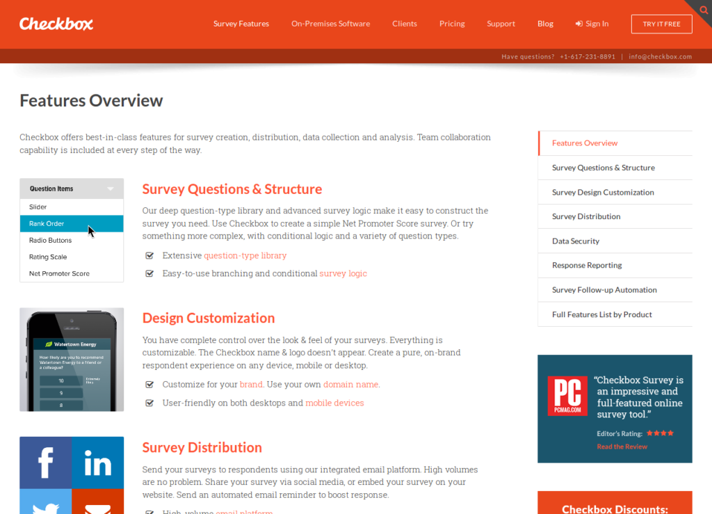 Screenshot of Checkbox Survey-Software