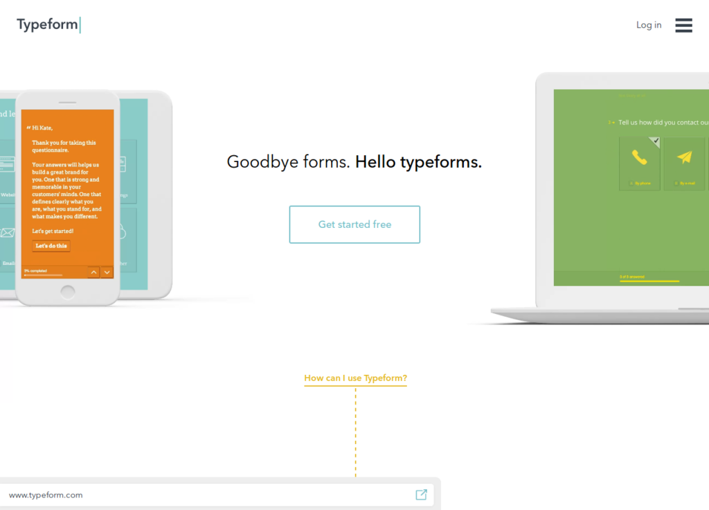 Screenshot of the survey provider Typeform.com